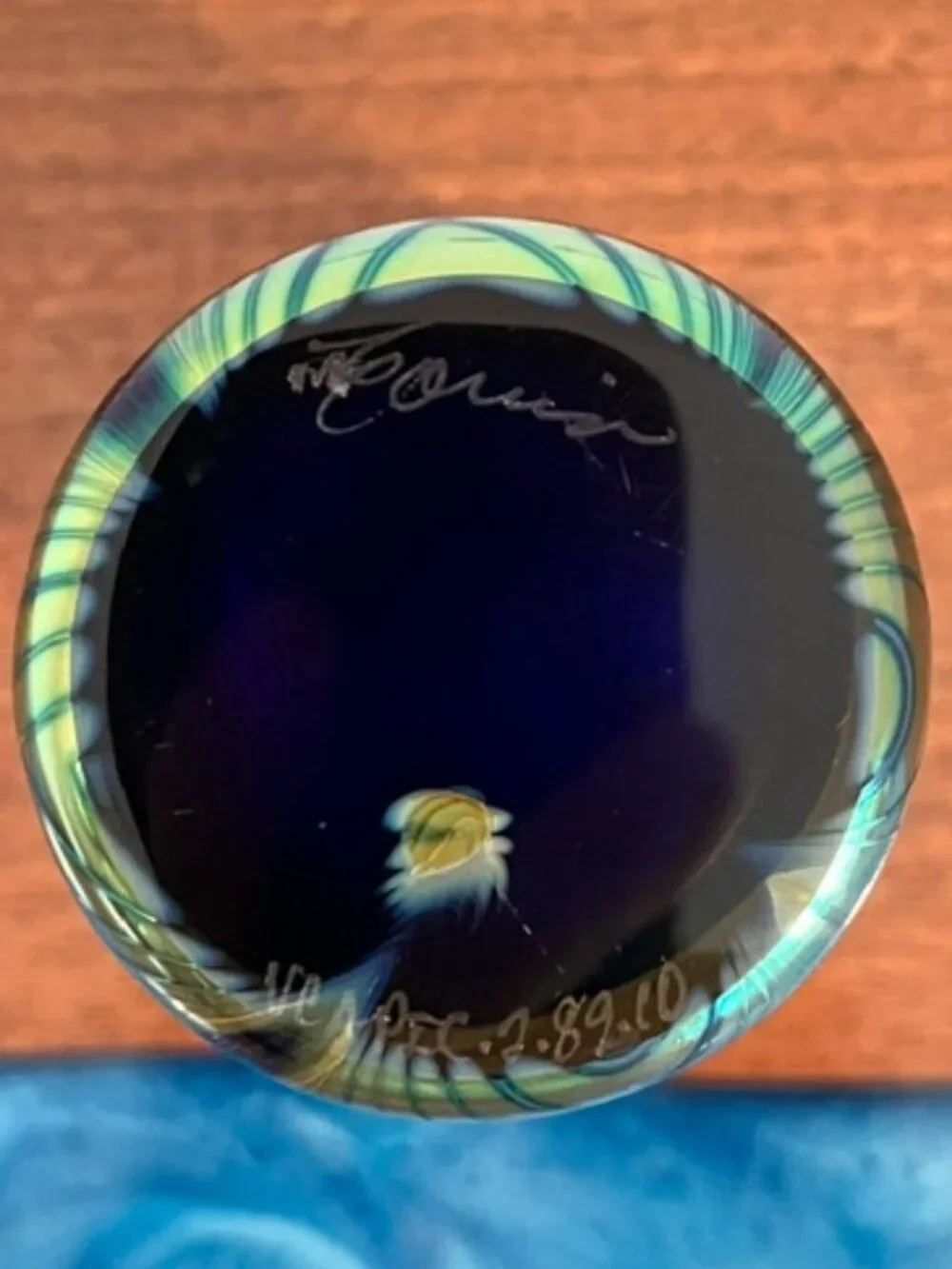 Steven Correia Cobalt Blue Iridescent Pulled Feather 6 1/4